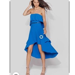 NWT Halston Heritage Cobalt Blue Beaded Strapless Prom Party Evening Dress 0